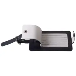 Checkered Luggage Tag Black-White Open